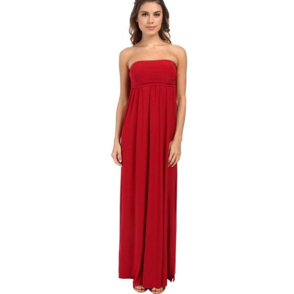 🌼 Culture Phit Red Soft Jersey Strapless Maxi Dress XS